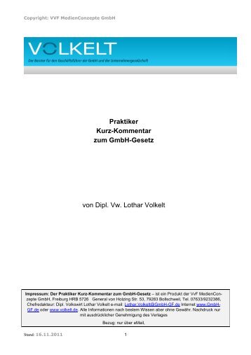 Praktiker Kurz-Kommentar zum GmbH-Gesetz von Dipl - GmbH-GF.de