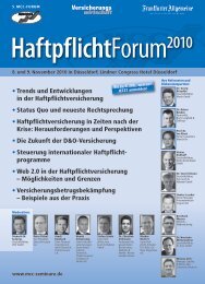 • Trends und Entwicklungen in der Haftpflichtversicherung • Status ...