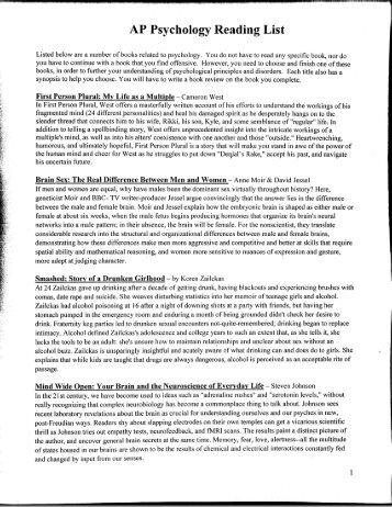 AP Psychology Reading List - Staff.fcps.net
