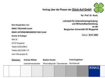 Vortrag über die Phasen der Glück-Auf-GmbH