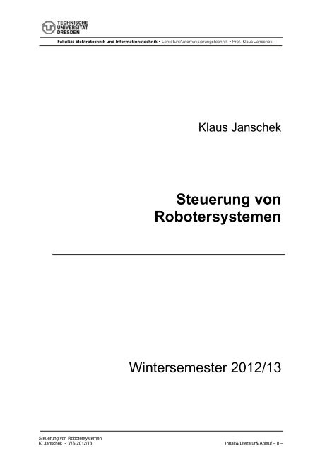 Steuerung von Robotersystemen - Fakultät Elektrotechnik und ...