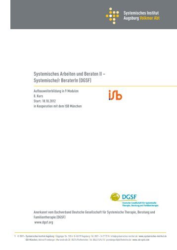 Systemisches Arbeiten und Beraten II - ISB - Institut für Systemisch ...