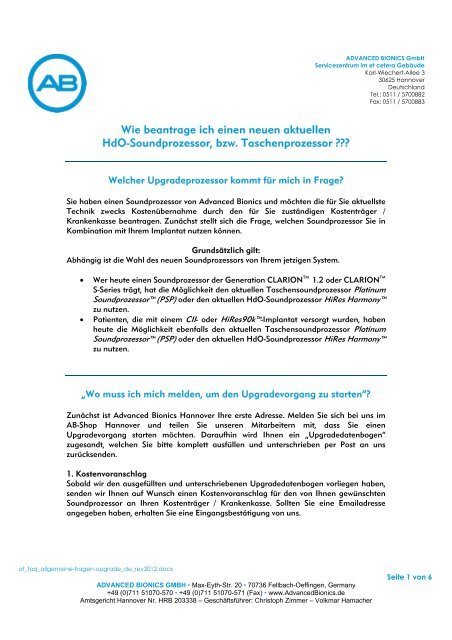 FAQ - Allgemeine Fragen zum ... - Advanced Bionics