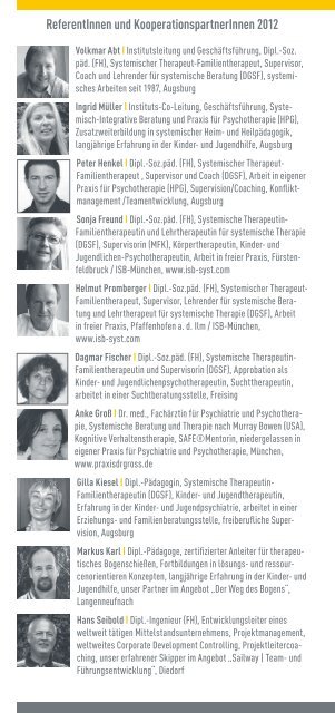 Programmpunkte 2012 - Systemisches Institut Augsburg Volkmar Abt