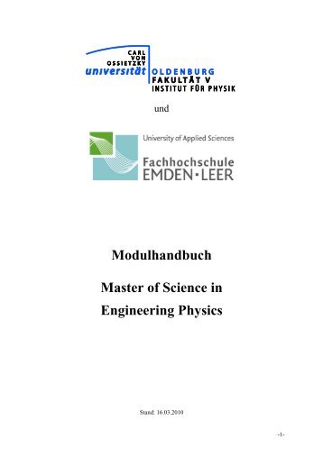 Modulhandbuch Master of Science in Engineering Physics