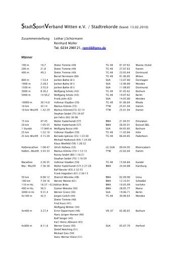 StadtSportVerband Witten e.V. / Stadtrekorde (Stand ... - sua-la.de
