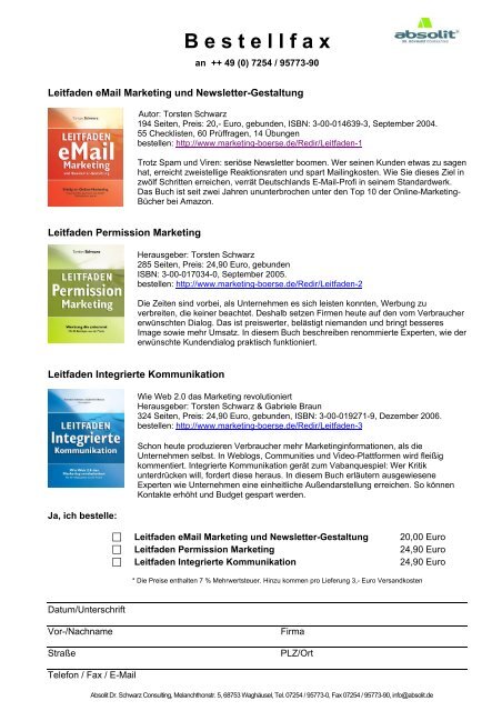 Leitfaden eMail Marketing und Newsletter-Gestaltung - Absolit