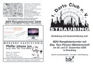 Ausschreibung BDV Turnier 2009 - 1. Darts Club Straubing eV