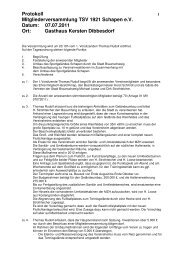 Protokoll Mitgliederversammlung TSV 1921 Schapen e.V. Datum ...