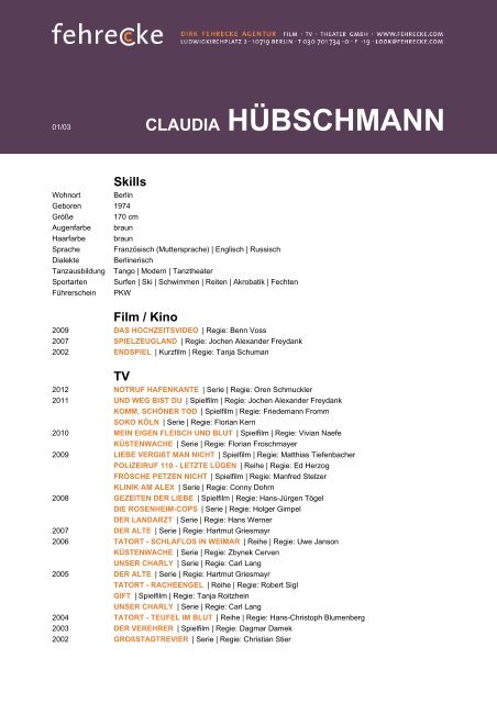 CLAUDIA HÜBSCHMANN - Fehrecke