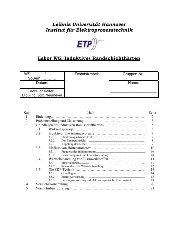 Induktives Härten - Institut für Elektrothermische Prozesstechnik der ...