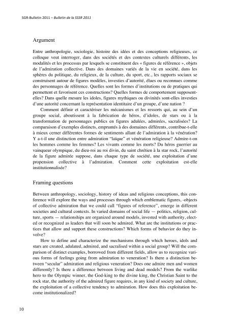 bulletin 11-1 - Société suisse pour la science des religions