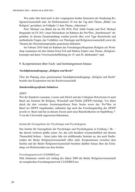 bulletin 11-1 - Société suisse pour la science des religions