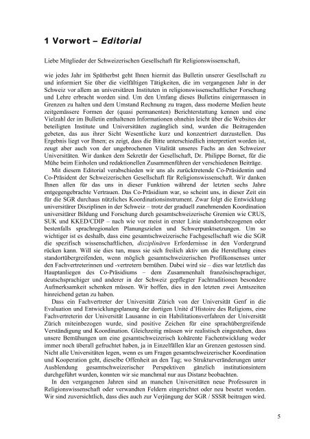 bulletin 11-1 - Société suisse pour la science des religions