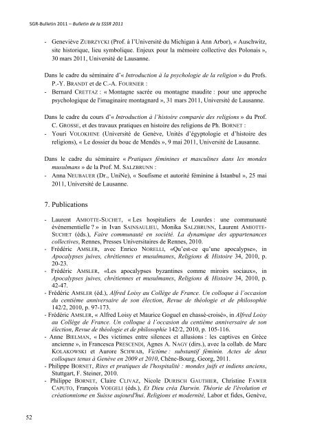bulletin 11-1 - Société suisse pour la science des religions
