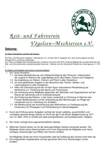 Satzung RFV Vögelsen - Mechtersen e.V. - Reit- und Fahrverein ...