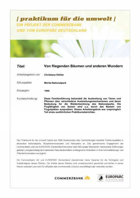 Von Fliegenden Baumen Und Anderen Wundern Praktikum Fur Die