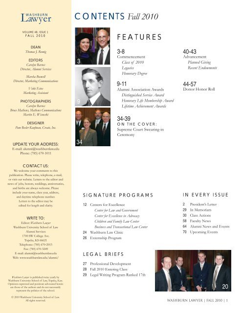 Washburn Lawyer, v. 48, no. 1 - Washburn University School of Law