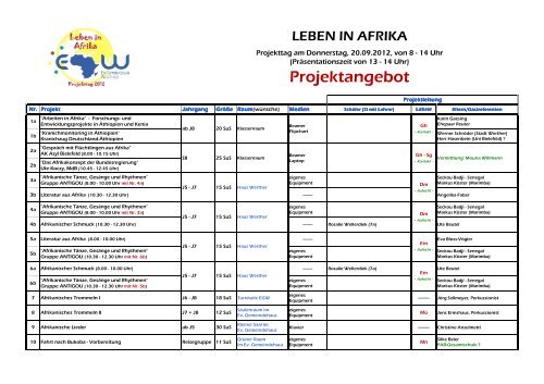 Projektangebot - Ev. Gymnasium Werther