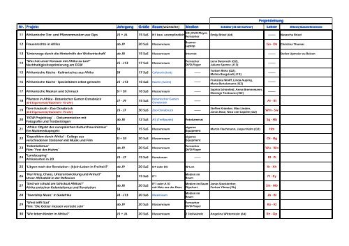 Projektangebot - Ev. Gymnasium Werther