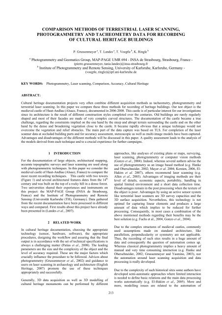 comparison methods of terrestrial laser scanning ... - ISPRS