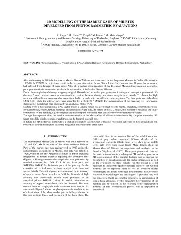 3D MODELLING OF THE MARKET GATE OF MILETUS ... - ISPRS