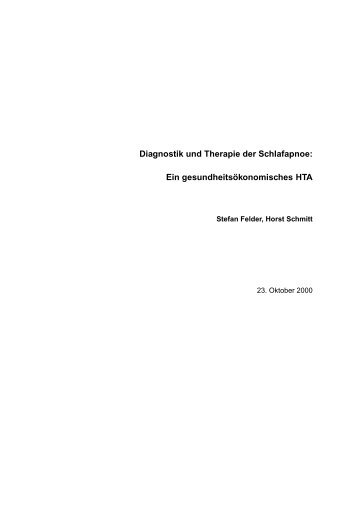 Diagnostik und Therapie der Schlafapnoe: Ein ... - feisa