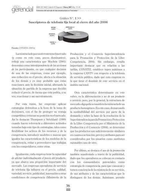 Estructura del mercado de telecomunicaciones en Venezuela1