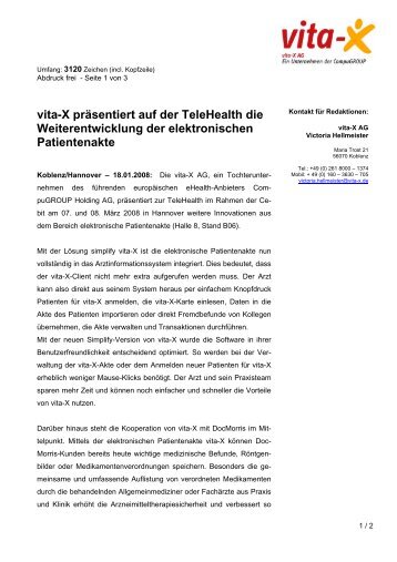 vita-X präsentiert auf der TeleHealth die Weiterentwicklung der ...