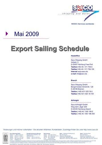 Export Sailing Schedule - SACO Shipping GmbH