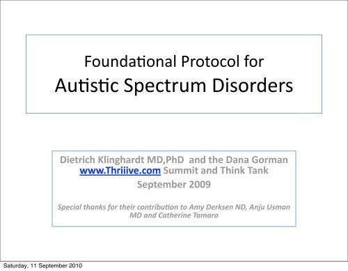 Foundational Protocol for Autism and Chronic Illness - Klinghardt ...