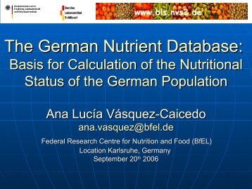 The German Nutrient Database - National Nutrient Databank ...