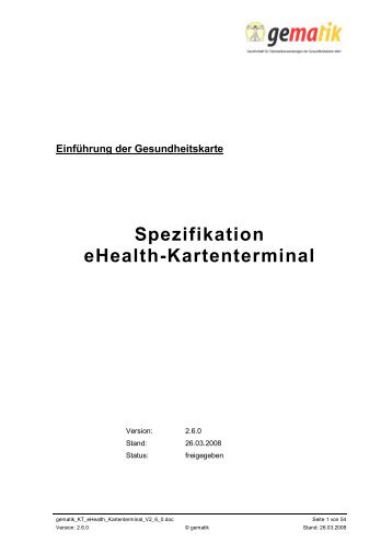 Spezifikation eHealth-Kartenterminal - Gematik