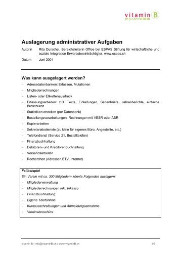 Auslagerung administrativer Aufgaben - Vitamin b