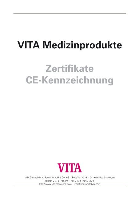 VITA Medizinprodukte Zertifikate CE-Kennzeichnung - Den-Tek A.S.