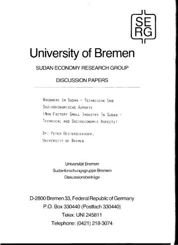 University of Bremen - Institute for World Economics and ...