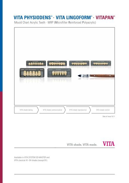 Vita Teeth Mould Chart