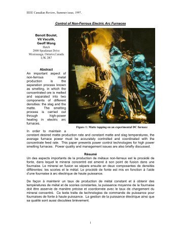 Control of Non-Ferrous Electric Arc Furnaces Benoit Boulet, Vit ... - CIM