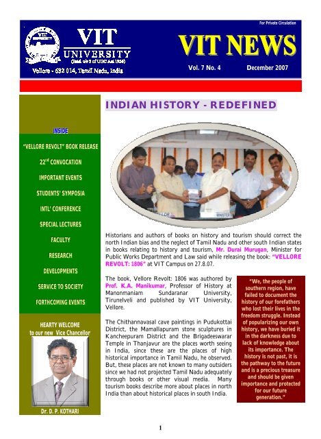 INDIAN HISTORY - REDEFINED - Vellore Institute of Technology