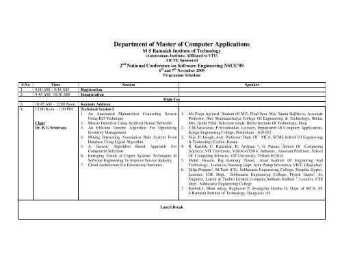 Department of Master of Computer Applications - MS Ramaiah ...