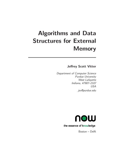 Algorithms and Data Structures for External Memory