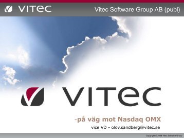 Vitec Software Group AB (publ) -på väg mot Nasdaq OMX