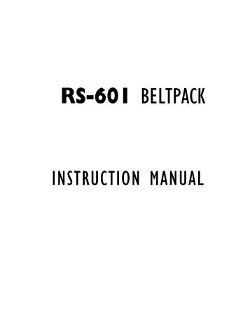 Clear-Com RS-601 Manual