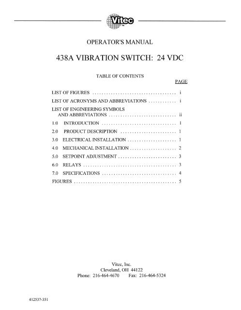 438a vibration switch - Vitec, Inc