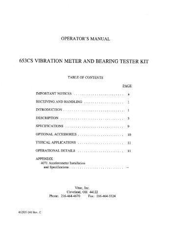 653cs vibration meter and bearing tester kit - Vitec, Inc