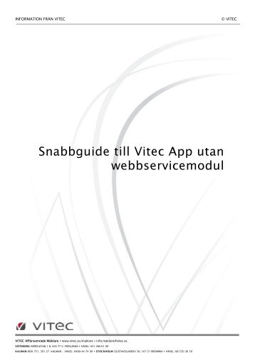 Vitec App Demo Manual - Vitec Hjälpen Säljstöd