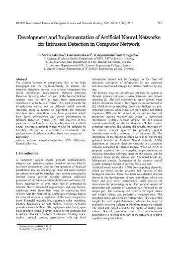 Development and Implementation of Artificial Neural Networks for ...