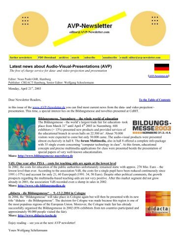 Latest news about Audio-Visual-Presentations (AVP)