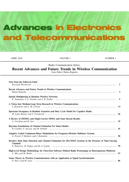 channel - Advances in Electronics and Telecommunications