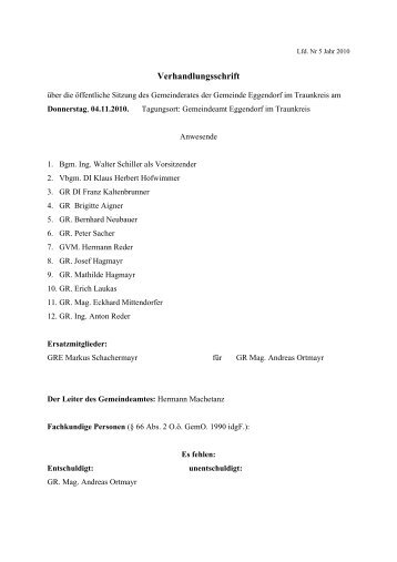 Gemeinderatssitzung 04.11.2010 (83 KB) - .PDF - Eggendorf im ...
